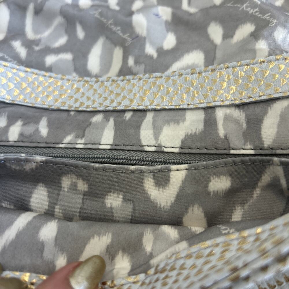Aimee Kestenberg All For Love Leather Cream & Gold Python Crossbody Bottom Studs - Picture 6 of 12